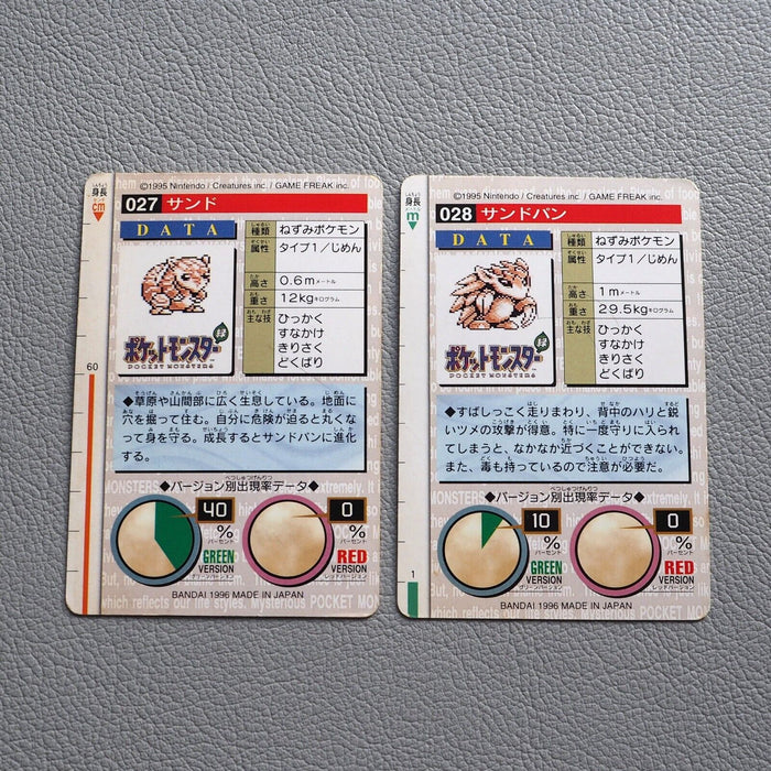 Pokemon Card Carddass Sandslash Sandshrew BANDAI 1996 Vintage Japanese h450 | Merry Japanese TCG Shop