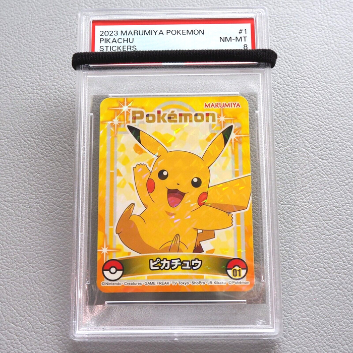japanese pokemon sticker cards Pokemon Card PSA8 Marumiya Sticker Pikachu No.01 Holo Japanese PS216