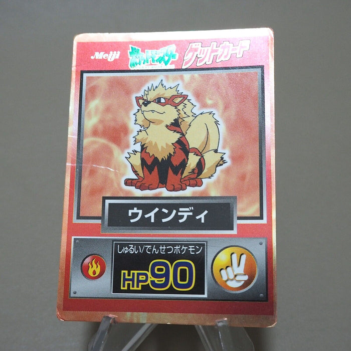 Pokemon Get Card Arcanine Red Metal Holo Meiji Nintendo Good Japanese k142 | Merry Japanese TCG Shop