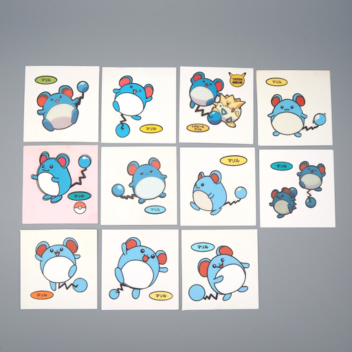 Pokemon Card Bread Deco Chara Seal Sticker Marill 11 set Japanese q563 | Merry Japanese TCG Shop
