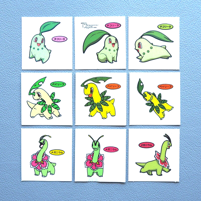 Pokemon Card Bread Deco Chara Sticker Chikorita Bayleef Meganium 9set Japan j399 | Merry Japanese TCG Shop